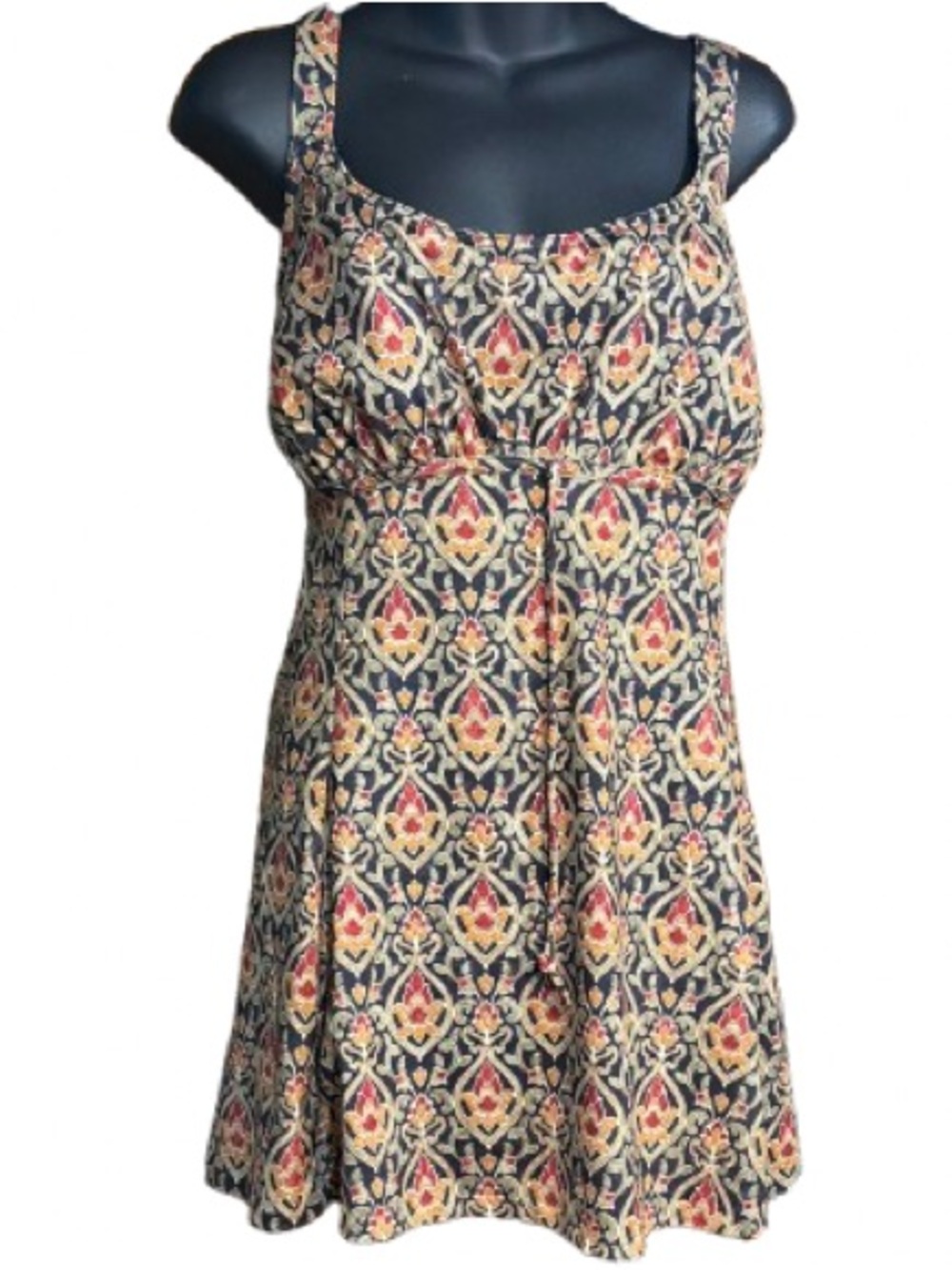 It Figures! tankini swim top dress multi-color geometric ikat bohemian 22w